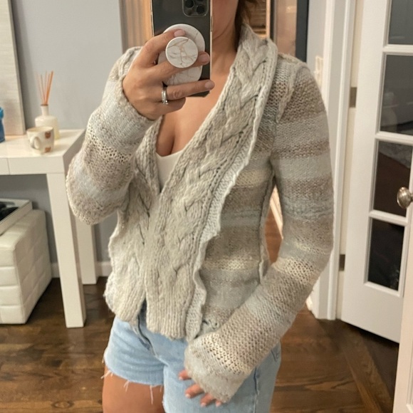 Free People Striped Cable Knit Cardigan Ja… - Picture 1 of 8